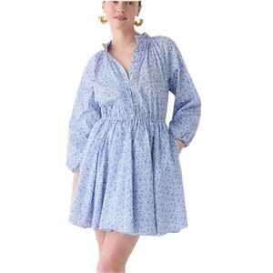 J. Crew Mini Dress Blue Floral Liberty Fabric Size XXS